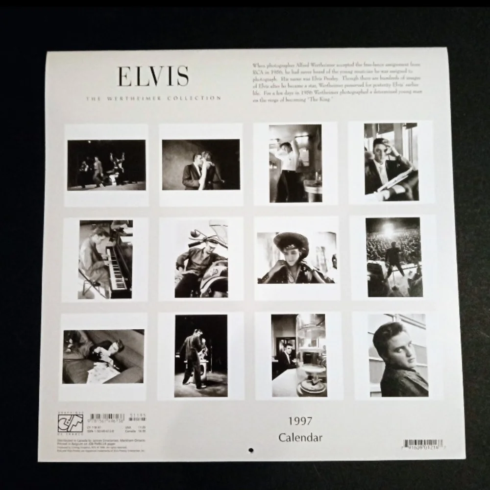 Elvis VTG 1997 Calendar Blk White THE WERTHEIMER COLLECTION New. Never Used Mint